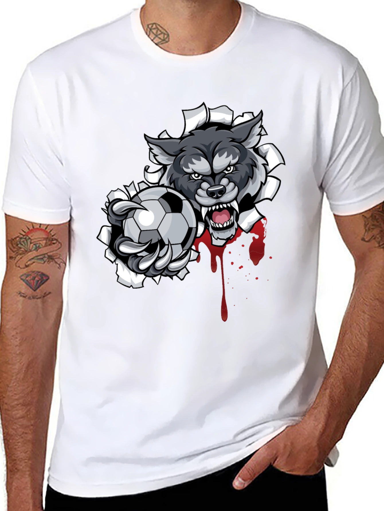 Wolf Soccer Ball Graphic T-Shirt