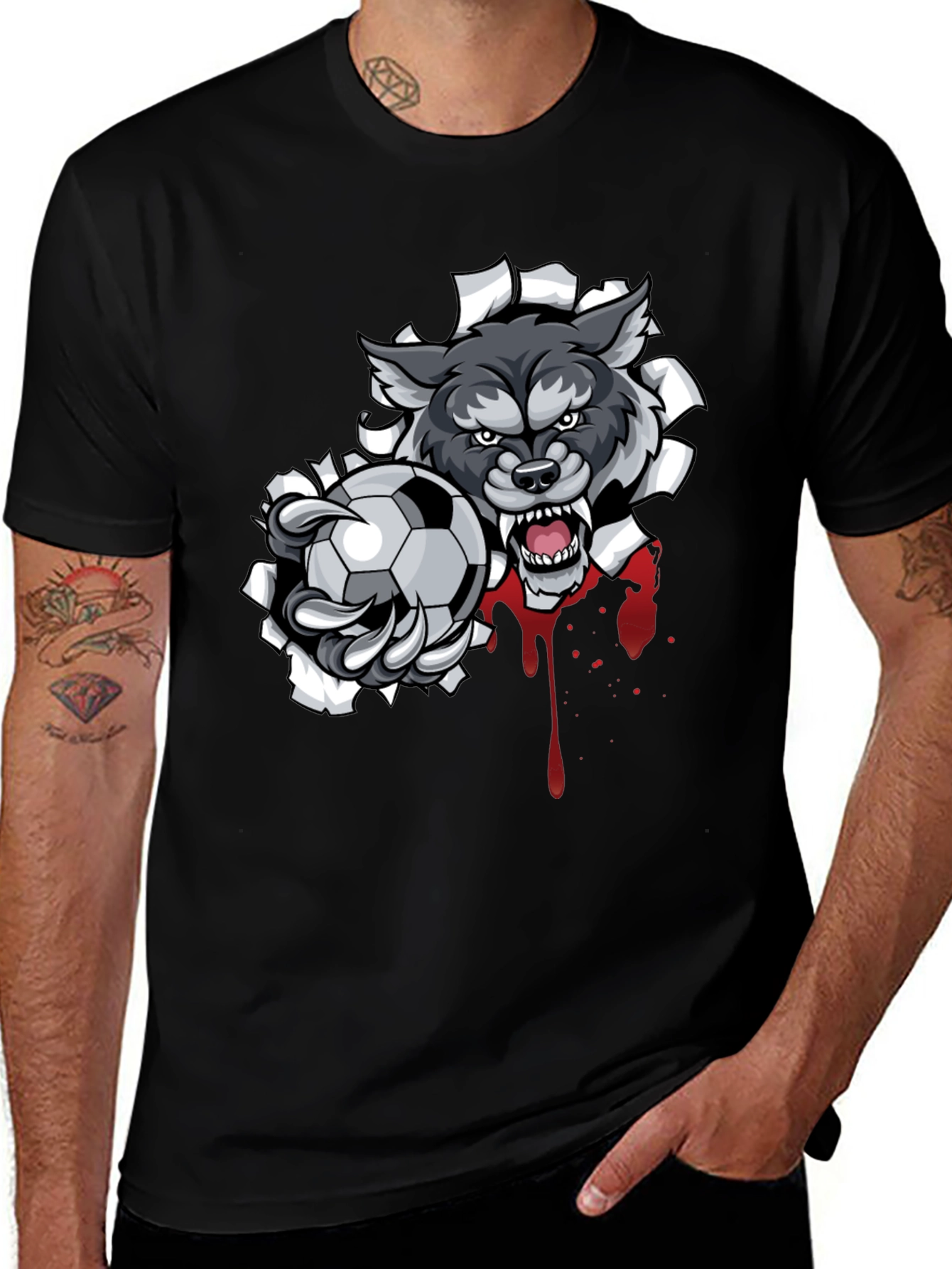 Wolf Soccer Ball Graphic T-Shirt