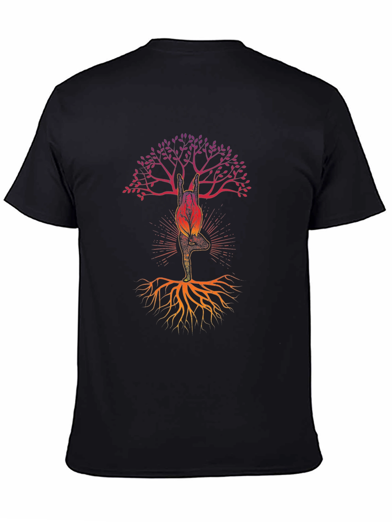 Yoga Tree Graphic Tee - Mens Black Cotton T-Shirt