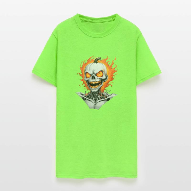 Ghostly Pumpkin in Flames, Halloween artistic art