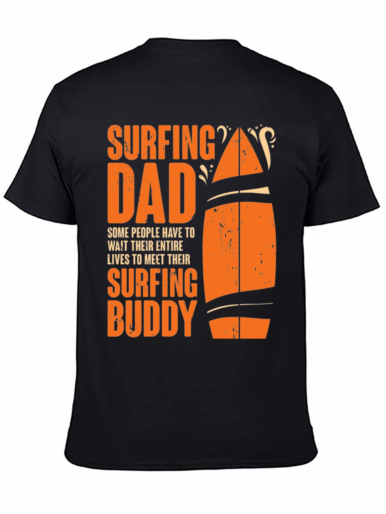 Surfing Dad & Buddy Black Cotton T-Shirt