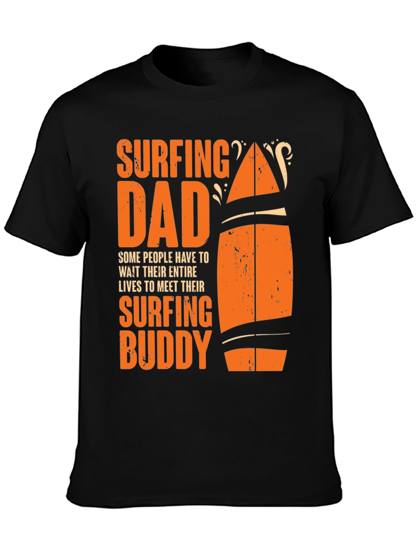 Surfing Dad & Buddy Black Cotton T-Shirt