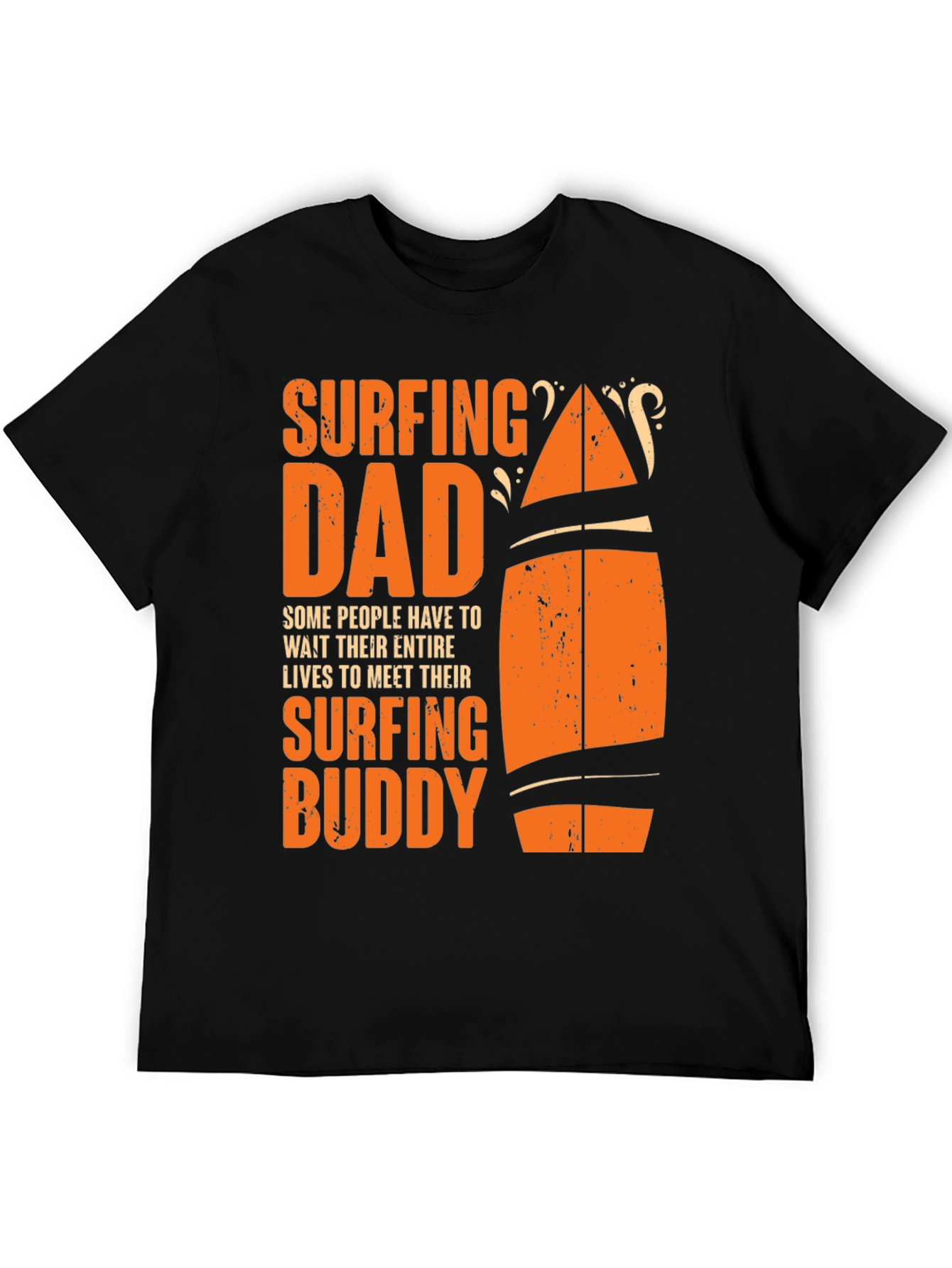 Surfing Dad & Buddy Black Cotton T-Shirt