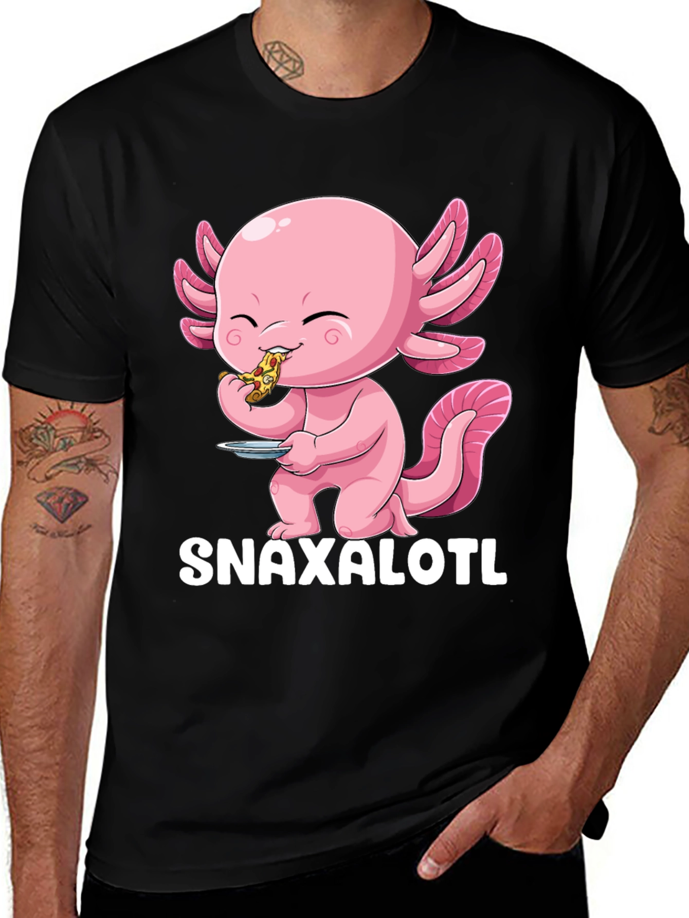 Snaxalotl T-Shirt - Cute Axolotl Pizza Lover