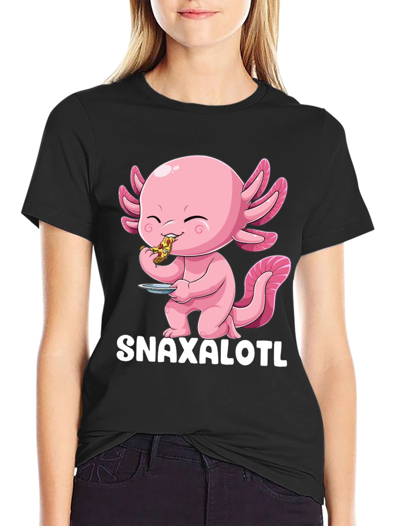 Snaxalotl T-Shirt - Cute Axolotl Pizza Lover