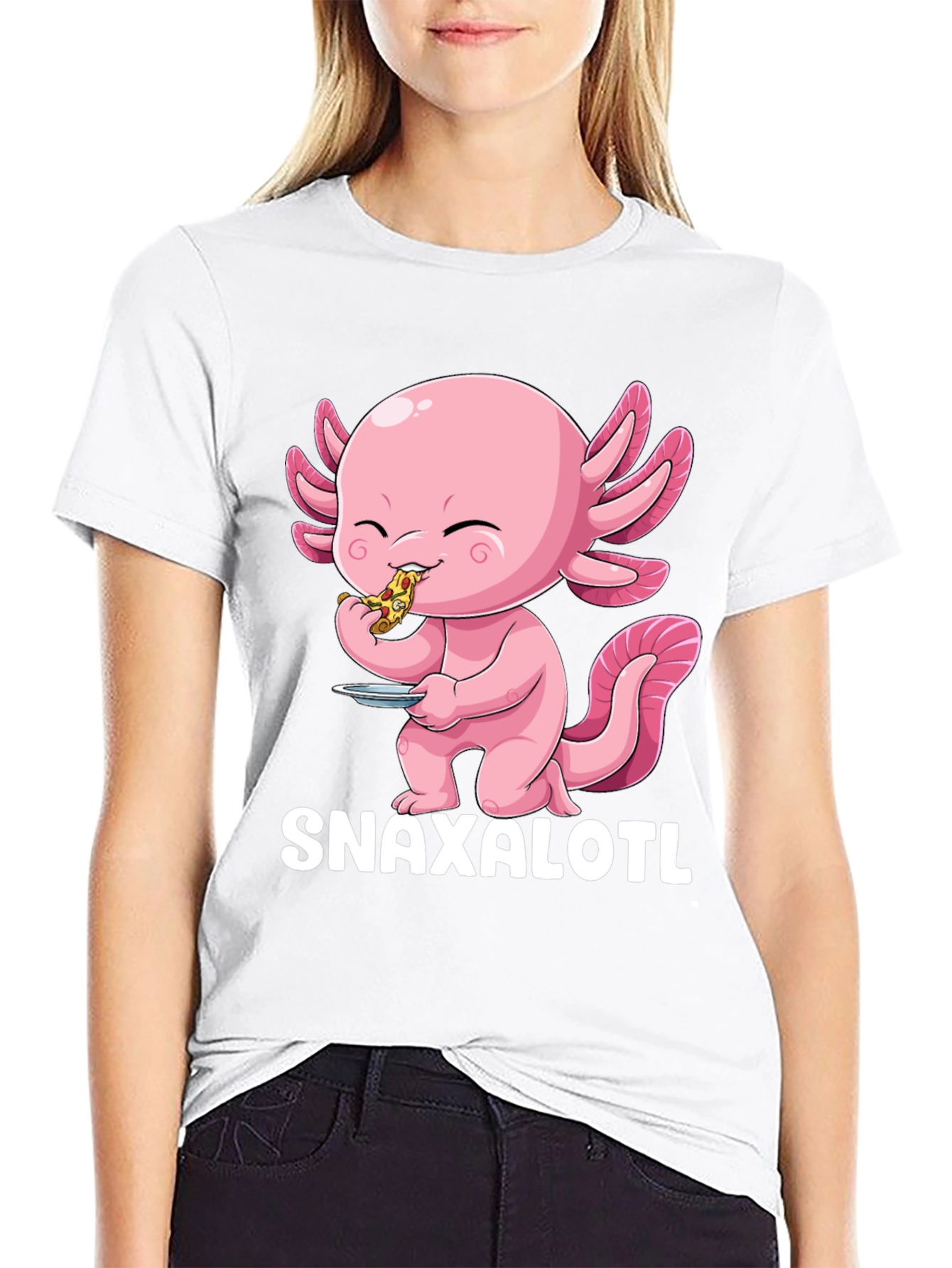 Snaxalotl T-Shirt - Cute Axolotl Pizza Lover