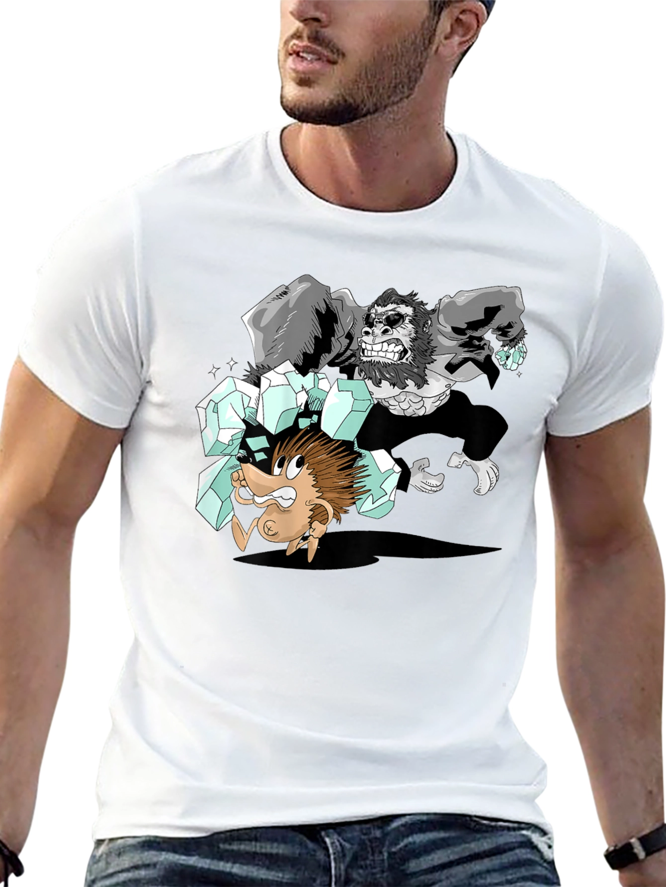 Gorilla Carrying Hedgehog T-Shirt