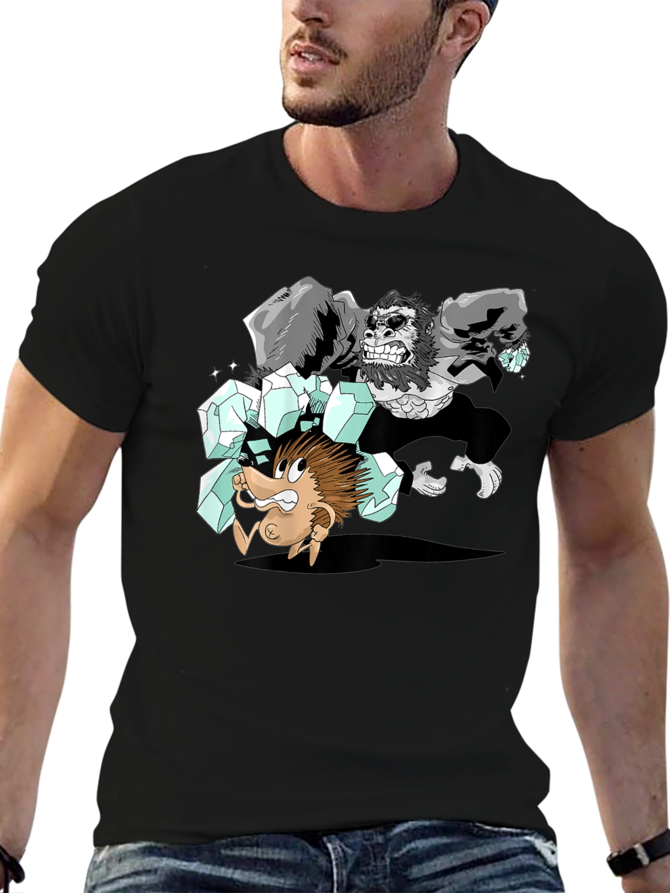 Gorilla Carrying Hedgehog T-Shirt