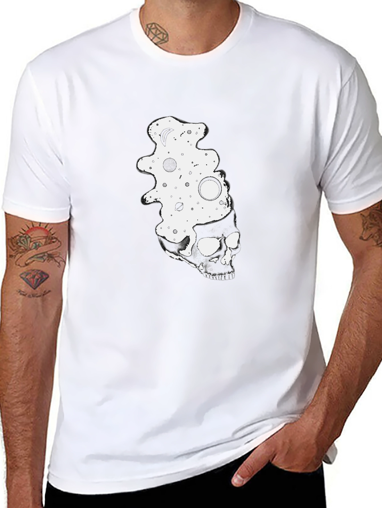 Skull & Space Black Graphic Tee