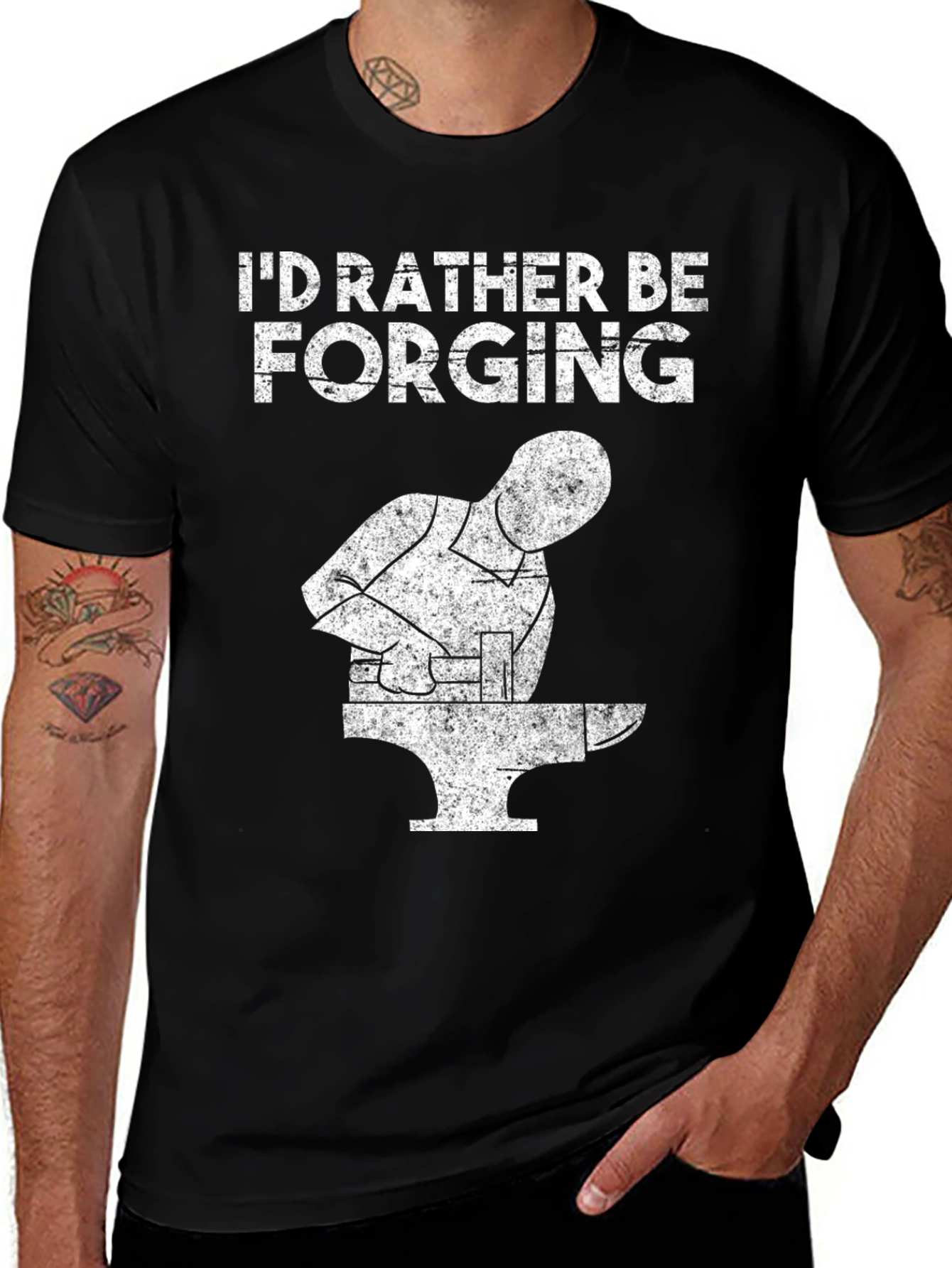 Id Rather Be Forging Black T-Shirt