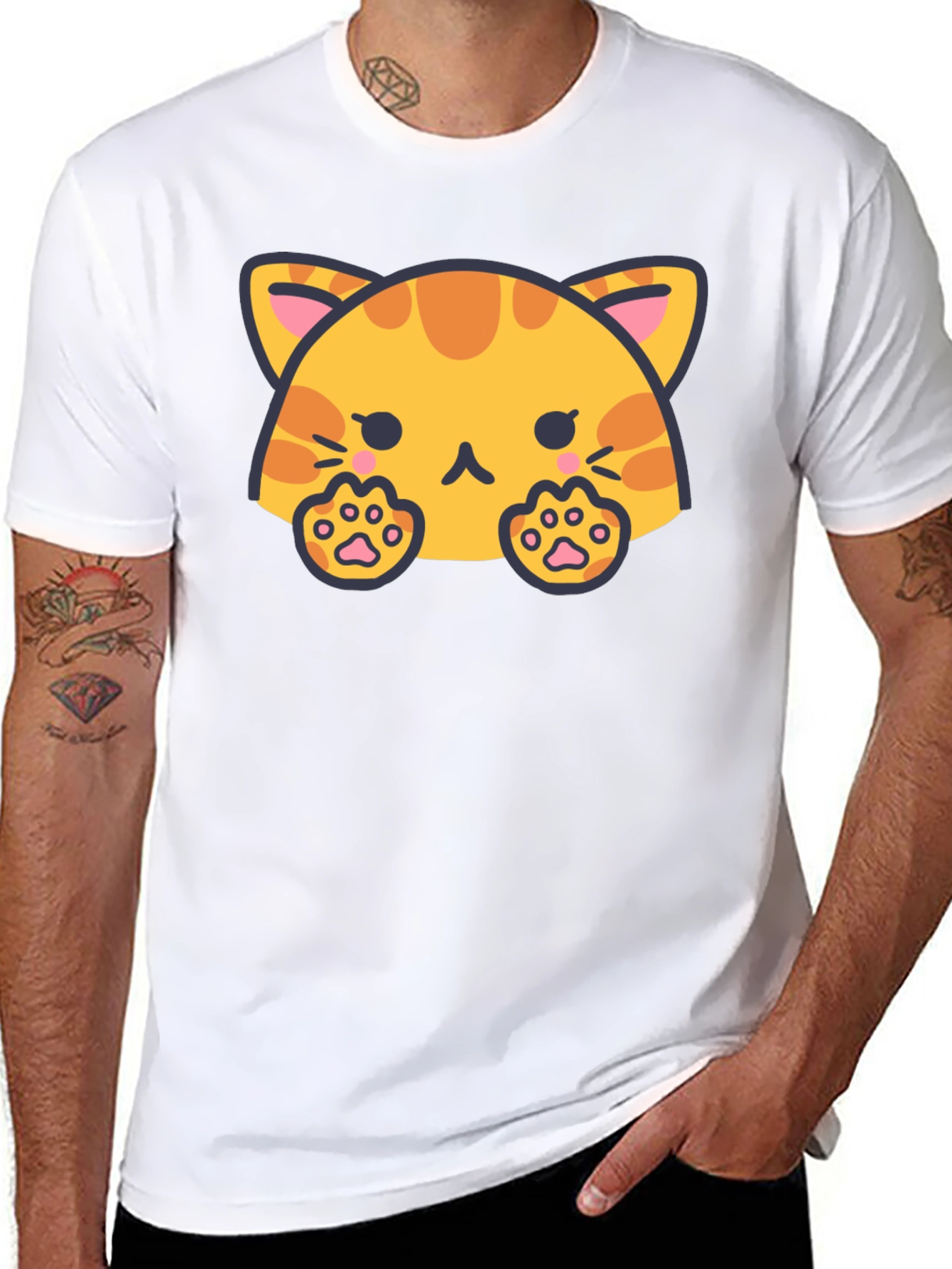 Cute Cat Graphic Tee - Black