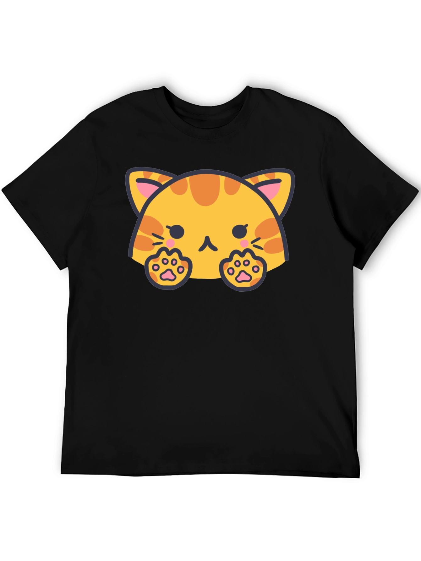 Cute Cat Graphic Tee - Black