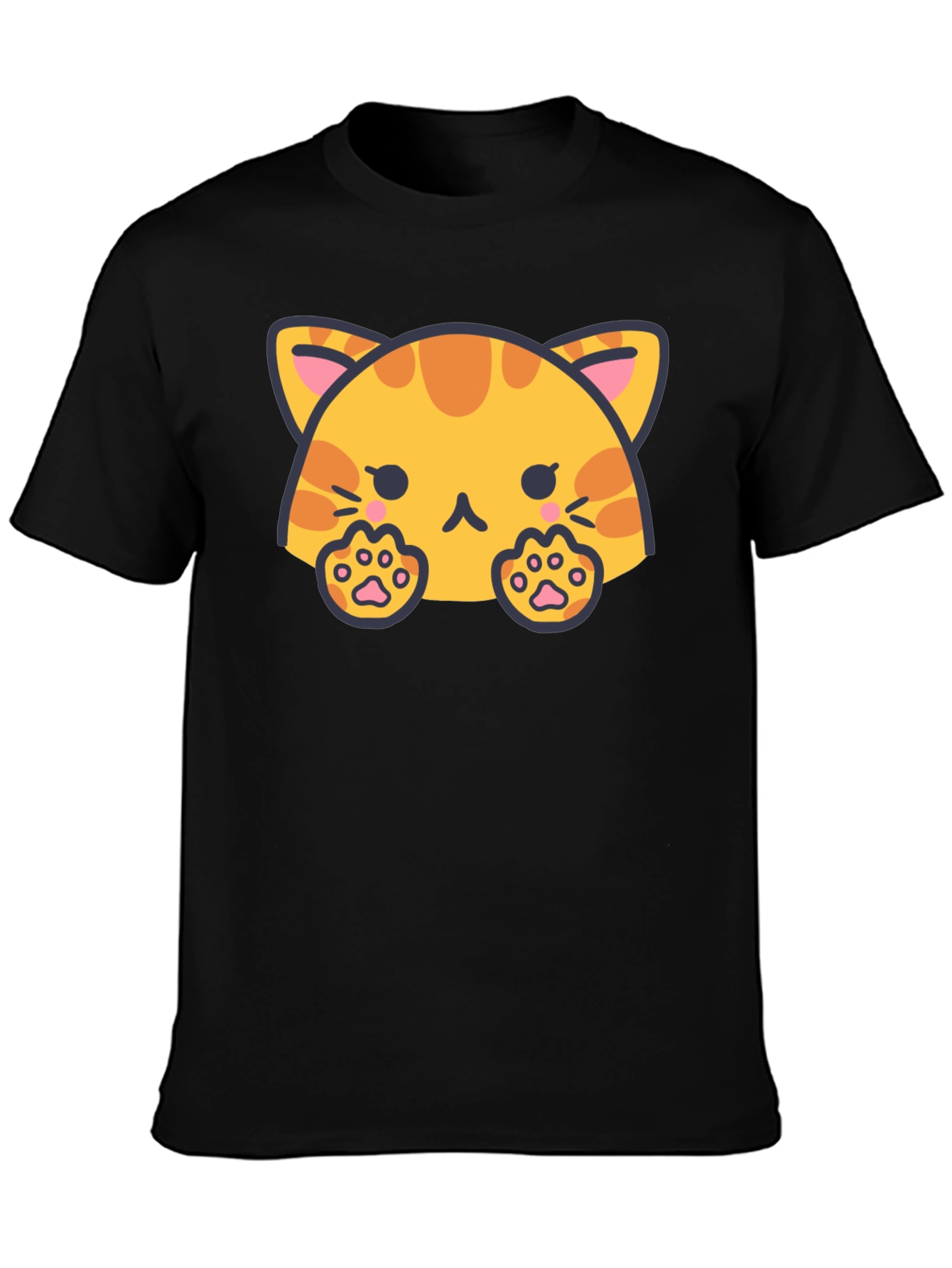 Cute Cat Graphic Tee - Black