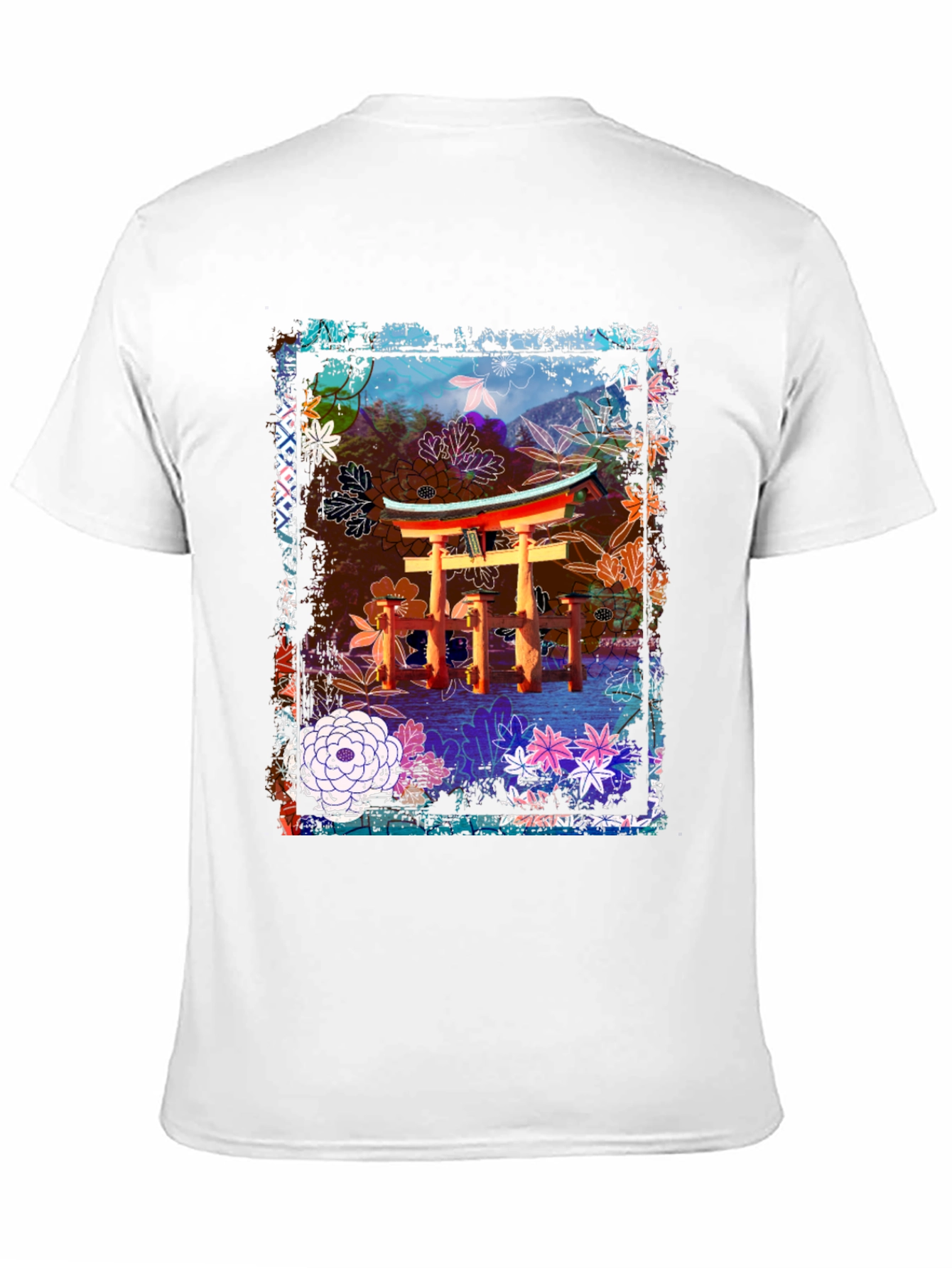 Japanese Torii Gate Floral Graphic Tee