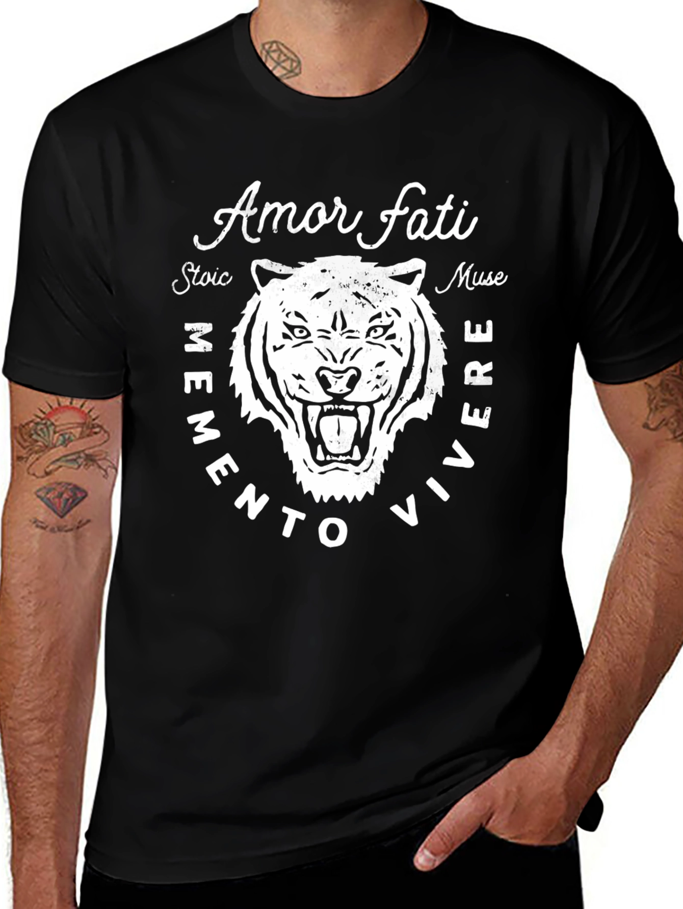 Amor Fati Stoic Tiger Graphic T-Shirt