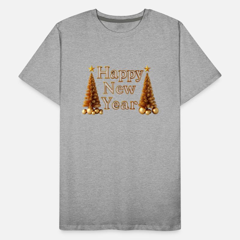 Golden New Year Design with Festive Trees