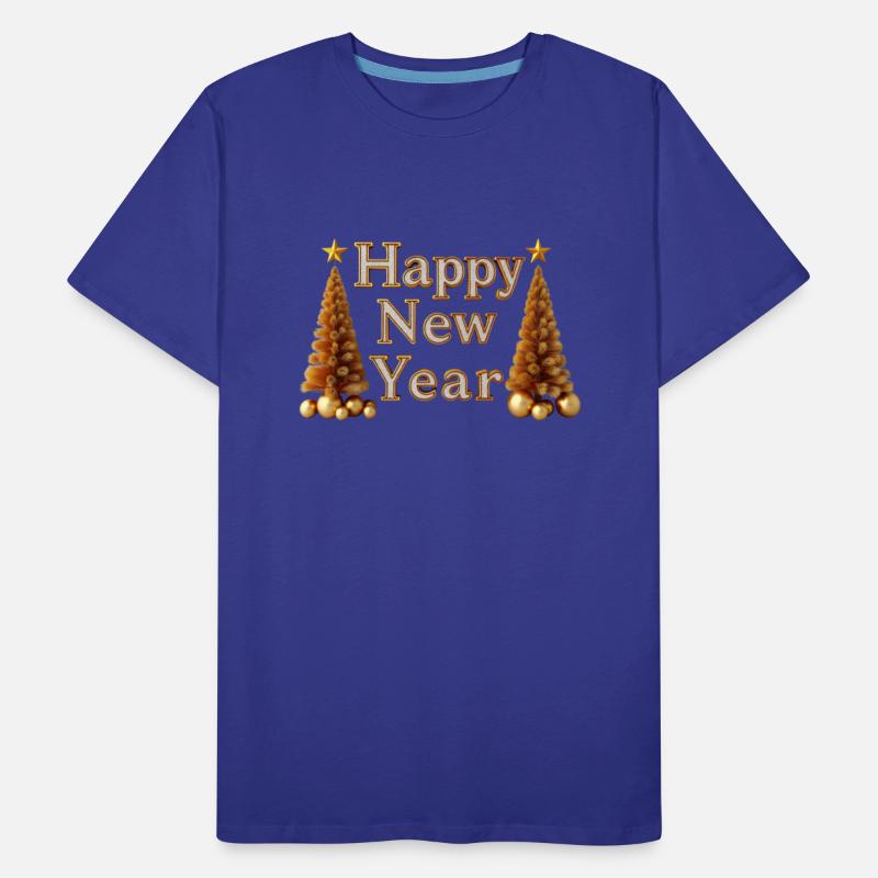 Golden New Year Design with Festive Trees