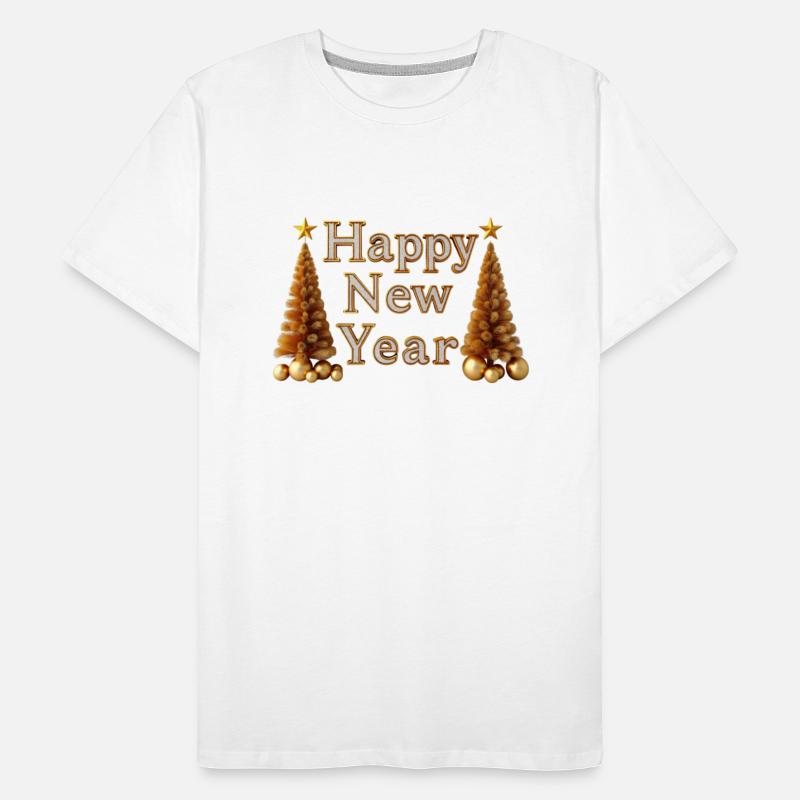 Golden New Year Design with Festive Trees
