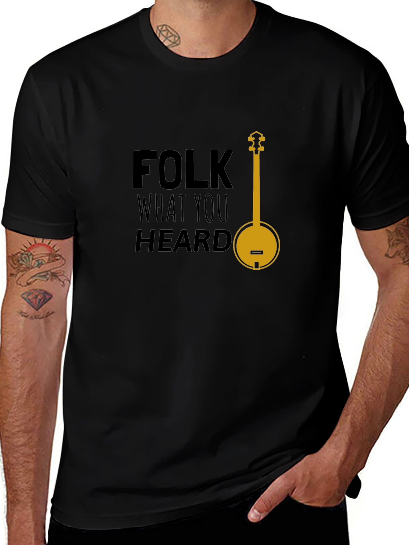 Folk What You Heard Black Graphic T-Shirt