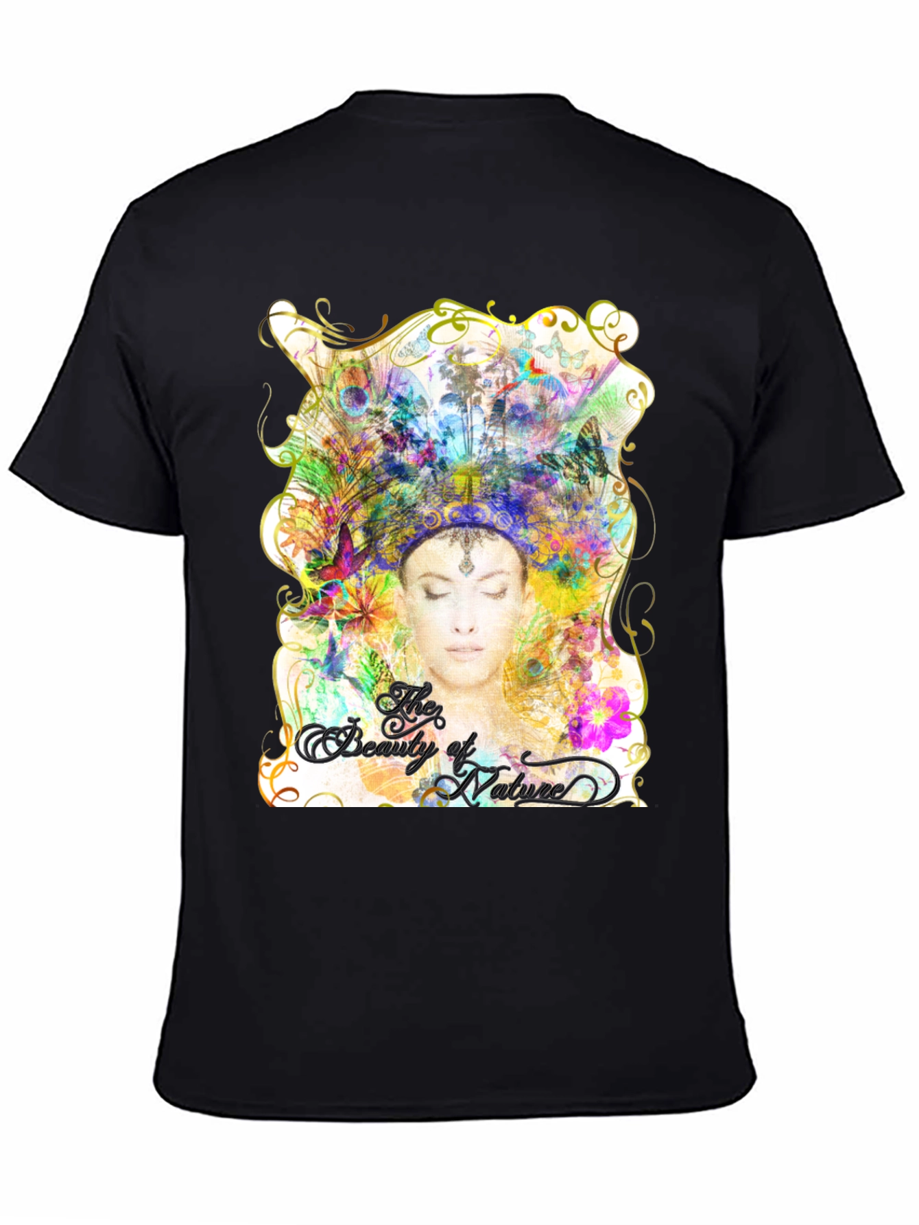 Beauty of Nature Graphic Tee - Black Cotton Blend