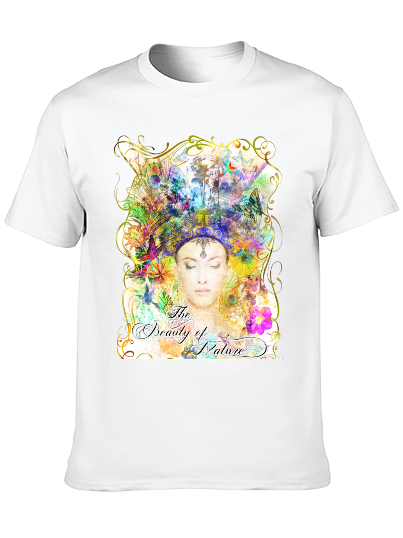 Beauty of Nature Graphic Tee - Black Cotton Blend