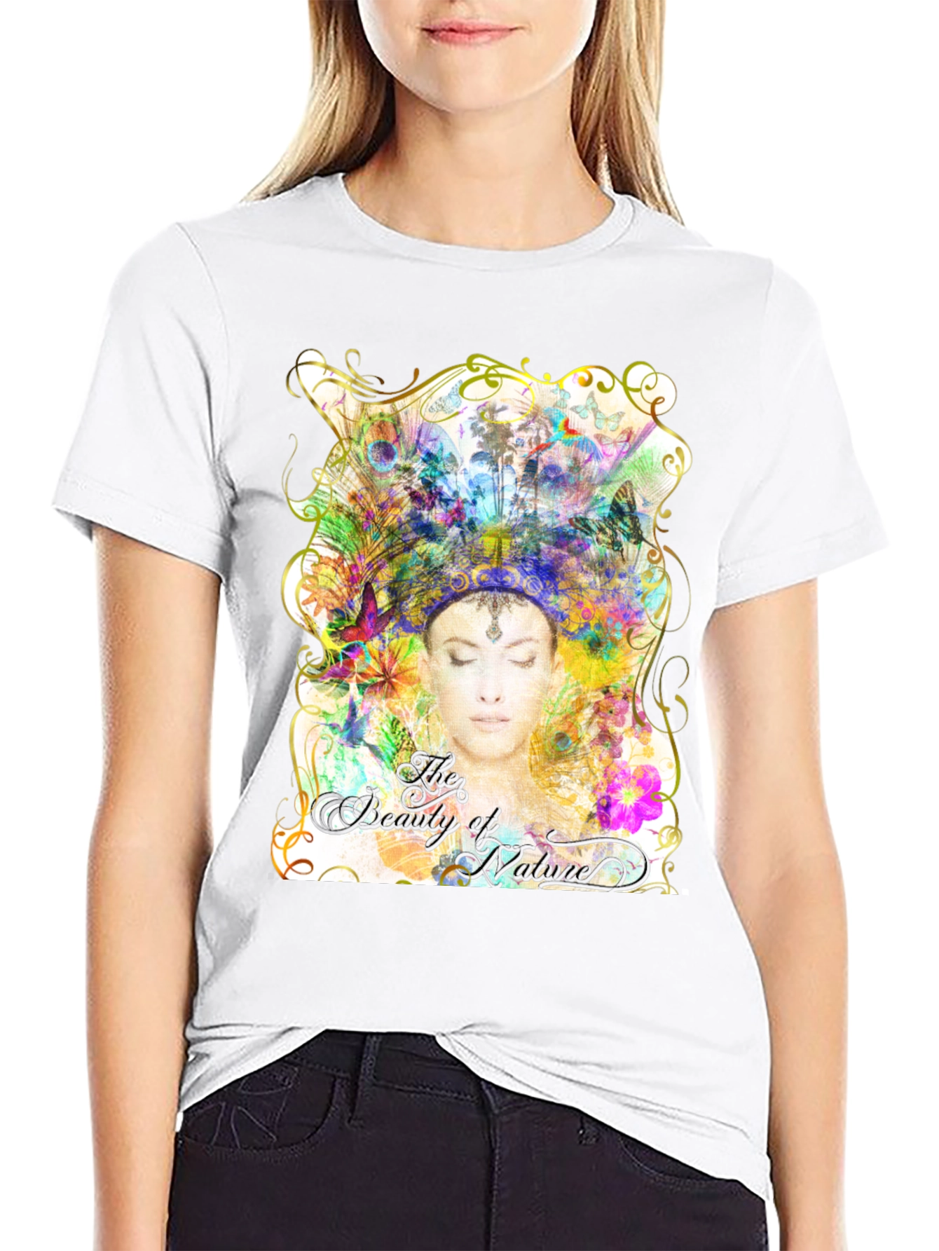 Beauty of Nature Graphic Tee - Black Cotton Blend