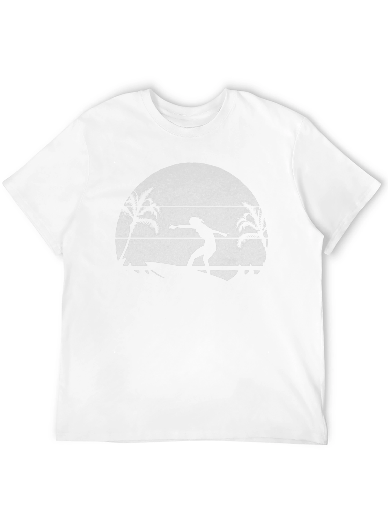 Surfer Silhouette T-Shirt - Tropical Beach Design