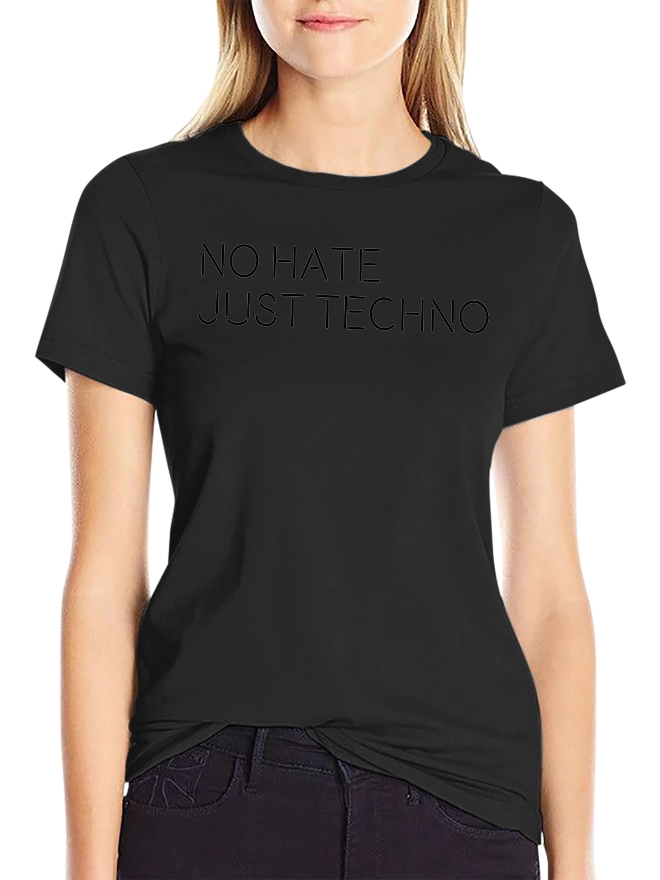 No Hate Just Techno Black Graphic Tee