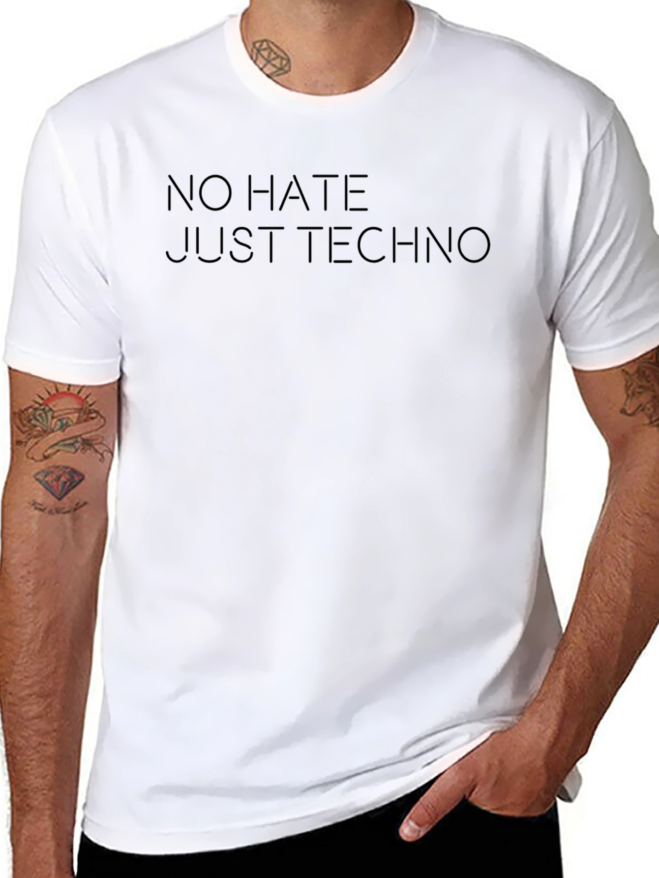 No Hate Just Techno Black Graphic Tee