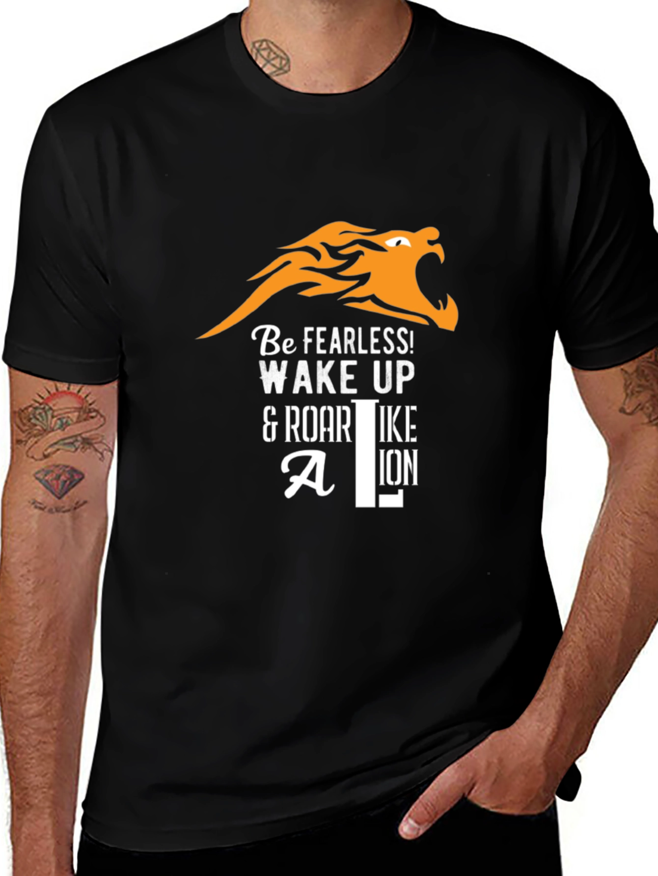 Fearless Lion Graphic Tee - Black Unisex T-Shirt