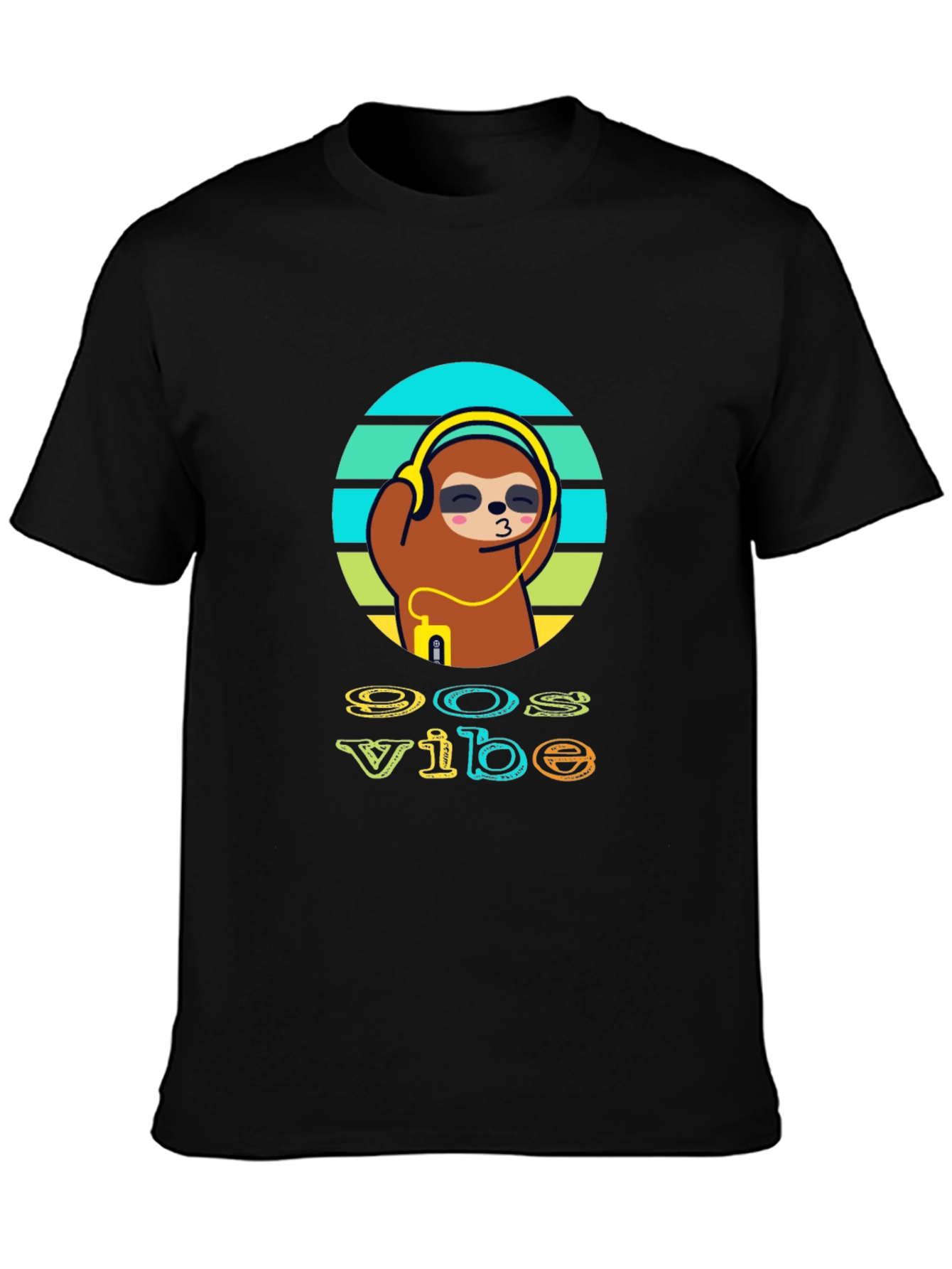 90s Vibe Sloth T-Shirt - Black