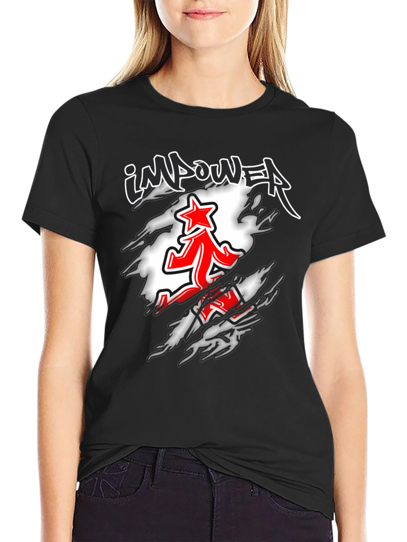 Impower Running Star Graphic Black T-Shirt