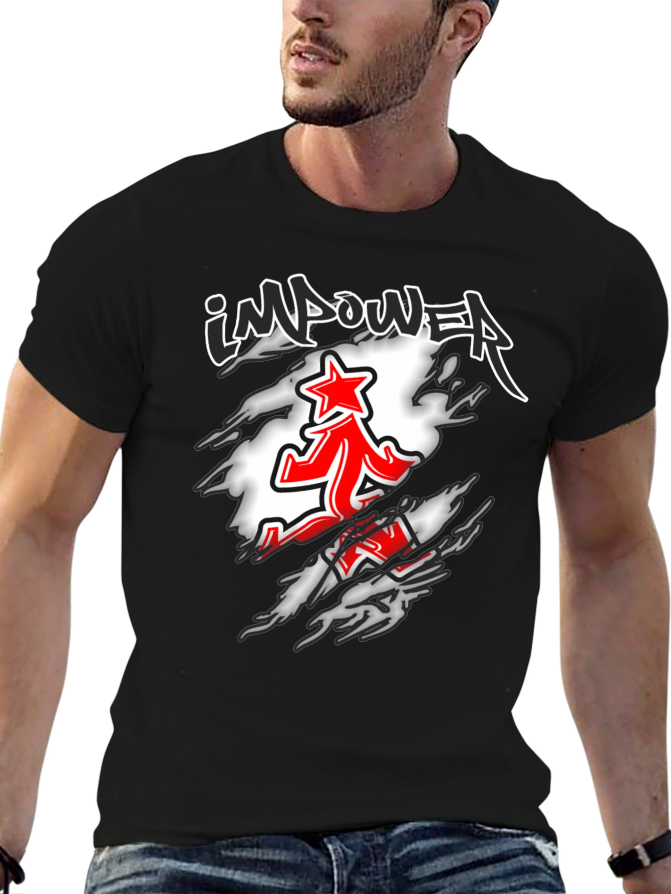 Impower Running Star Graphic Black T-Shirt
