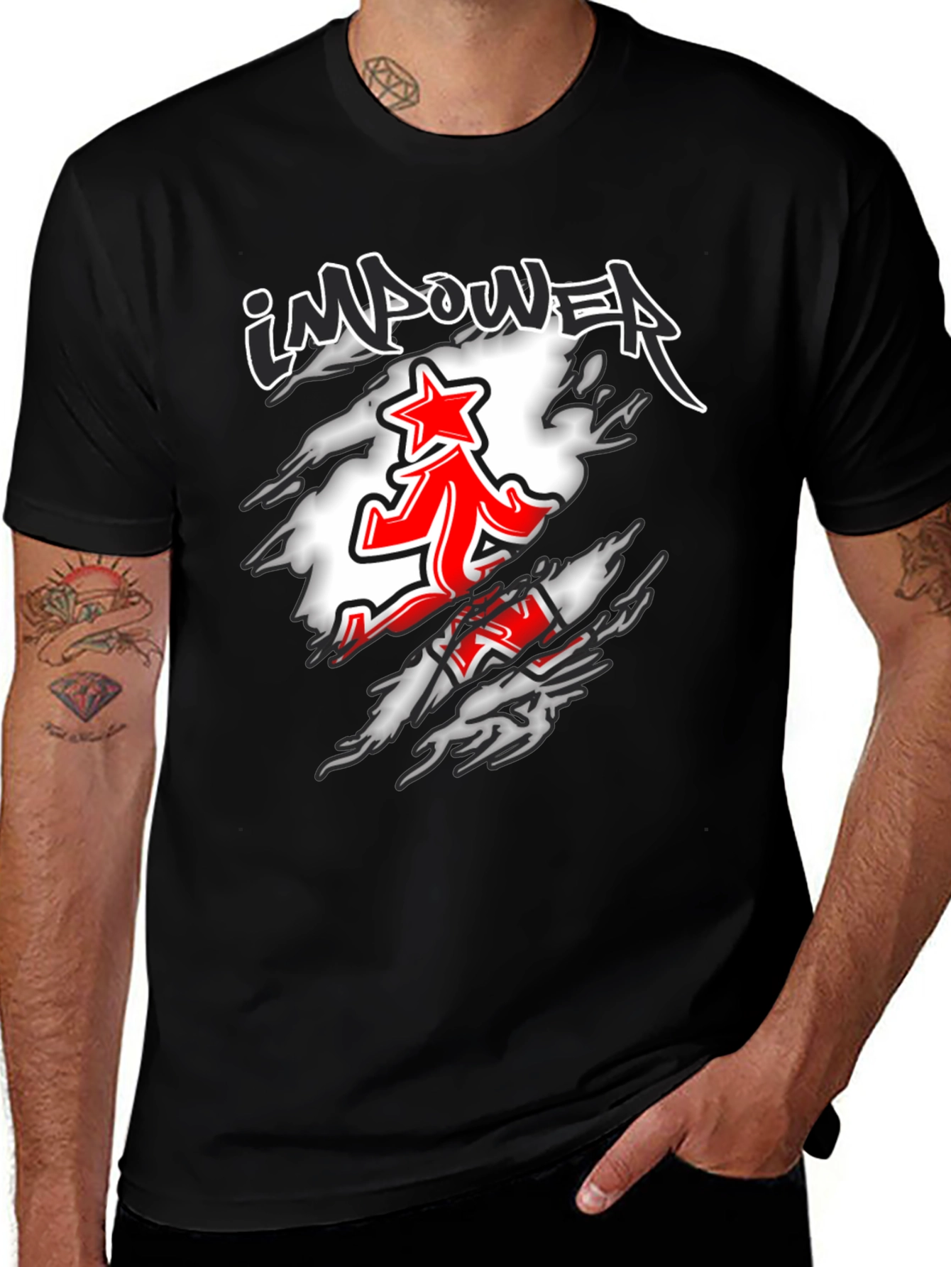 Impower Running Star Graphic Black T-Shirt