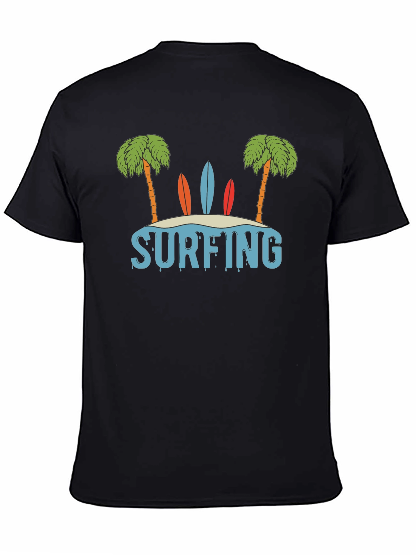 Surfing Island Graphic T-Shirt - Black