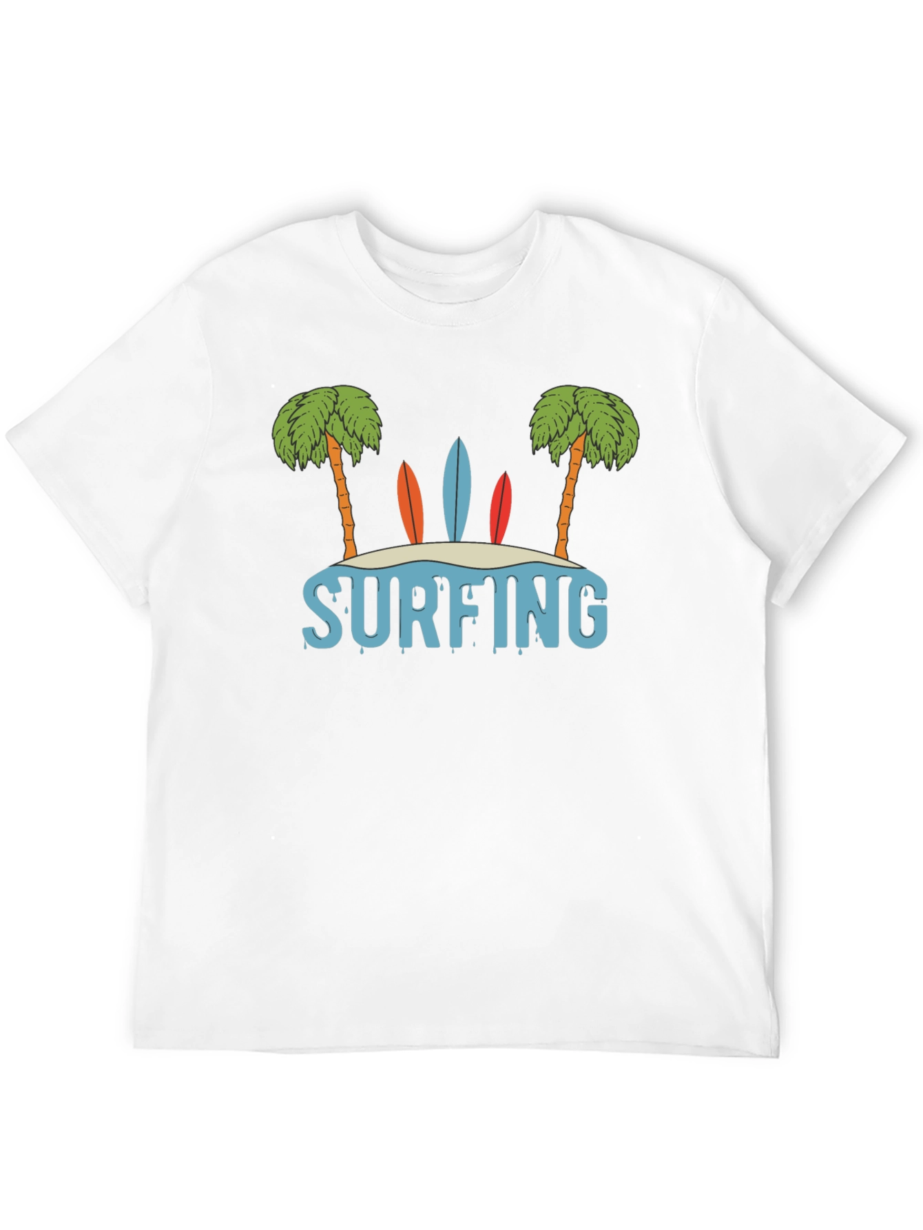 Surfing Island Graphic T-Shirt - Black