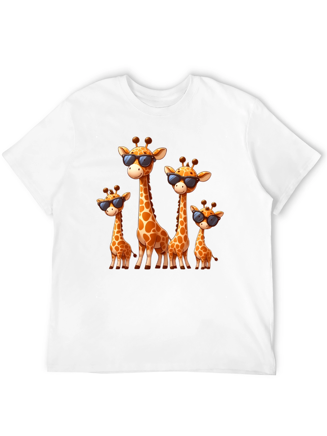 Giraffe Family Graphic Tee - Cool Sunglasses Style