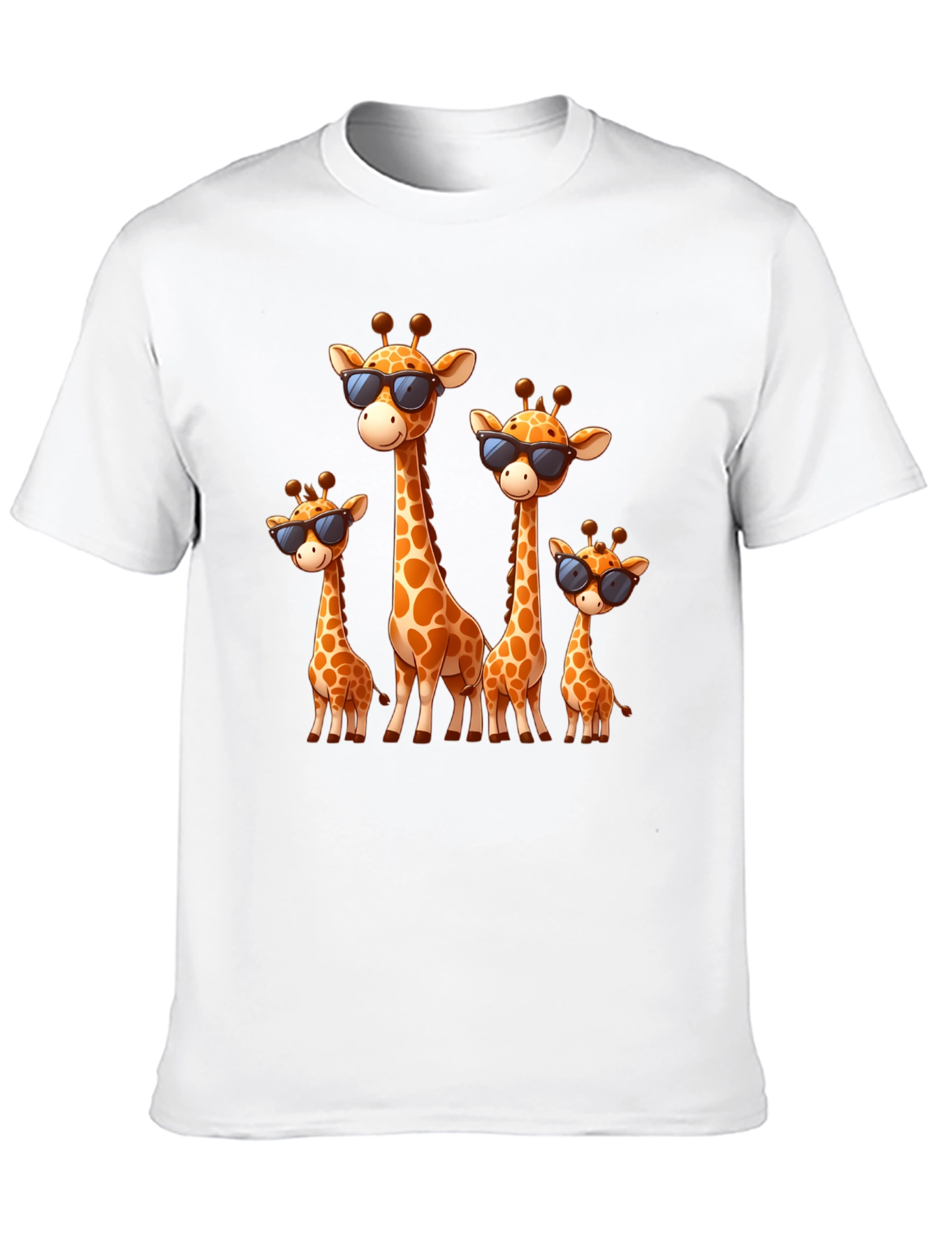 Giraffe Family Graphic Tee - Cool Sunglasses Style