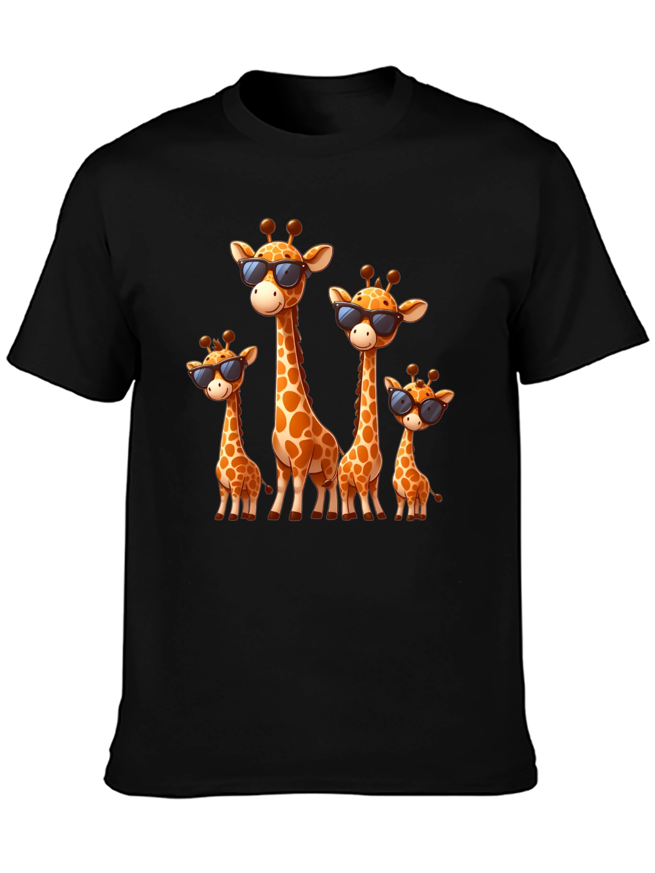 Giraffe Family Graphic Tee - Cool Sunglasses Style