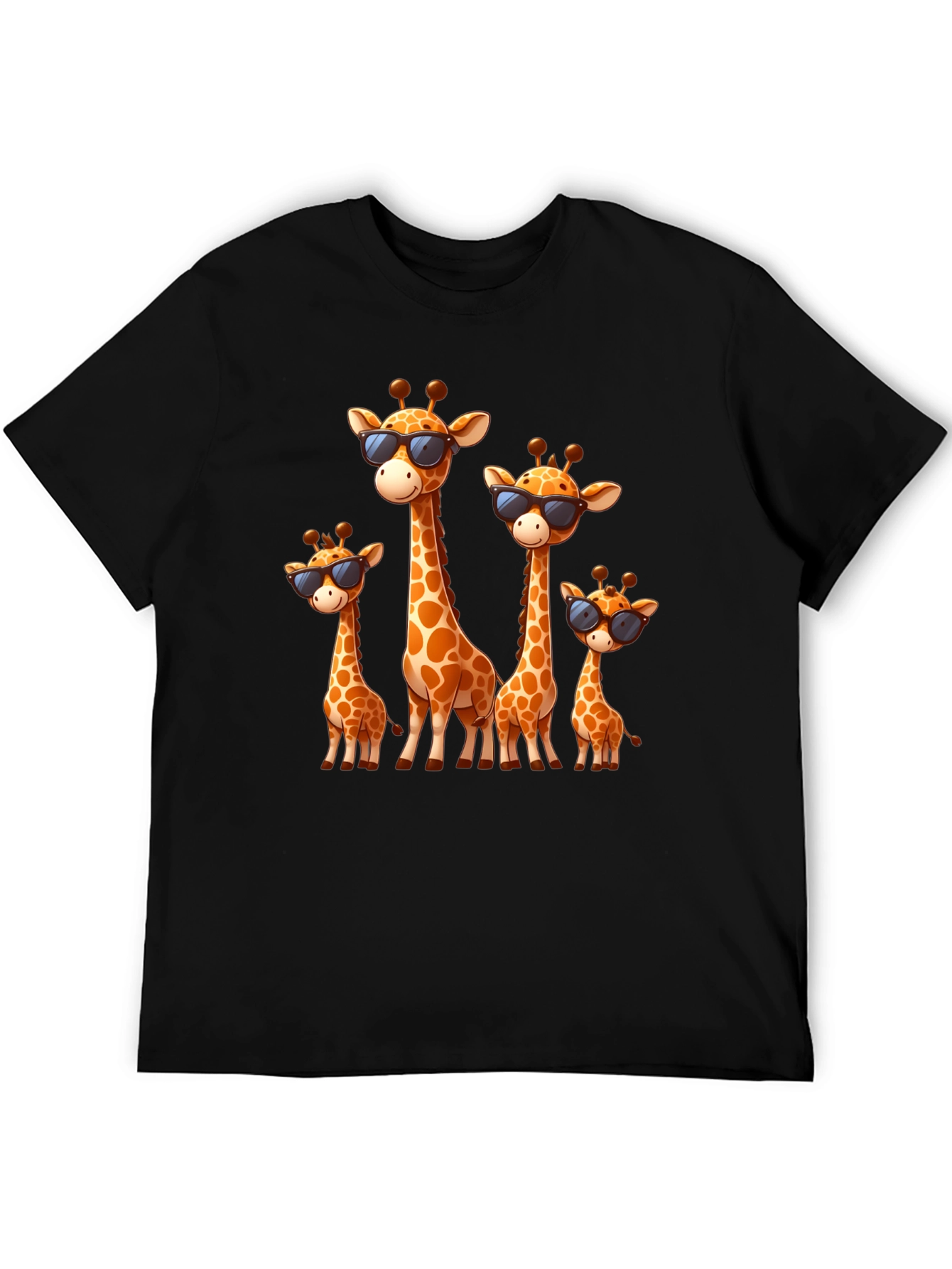 Giraffe Family Graphic Tee - Cool Sunglasses Style