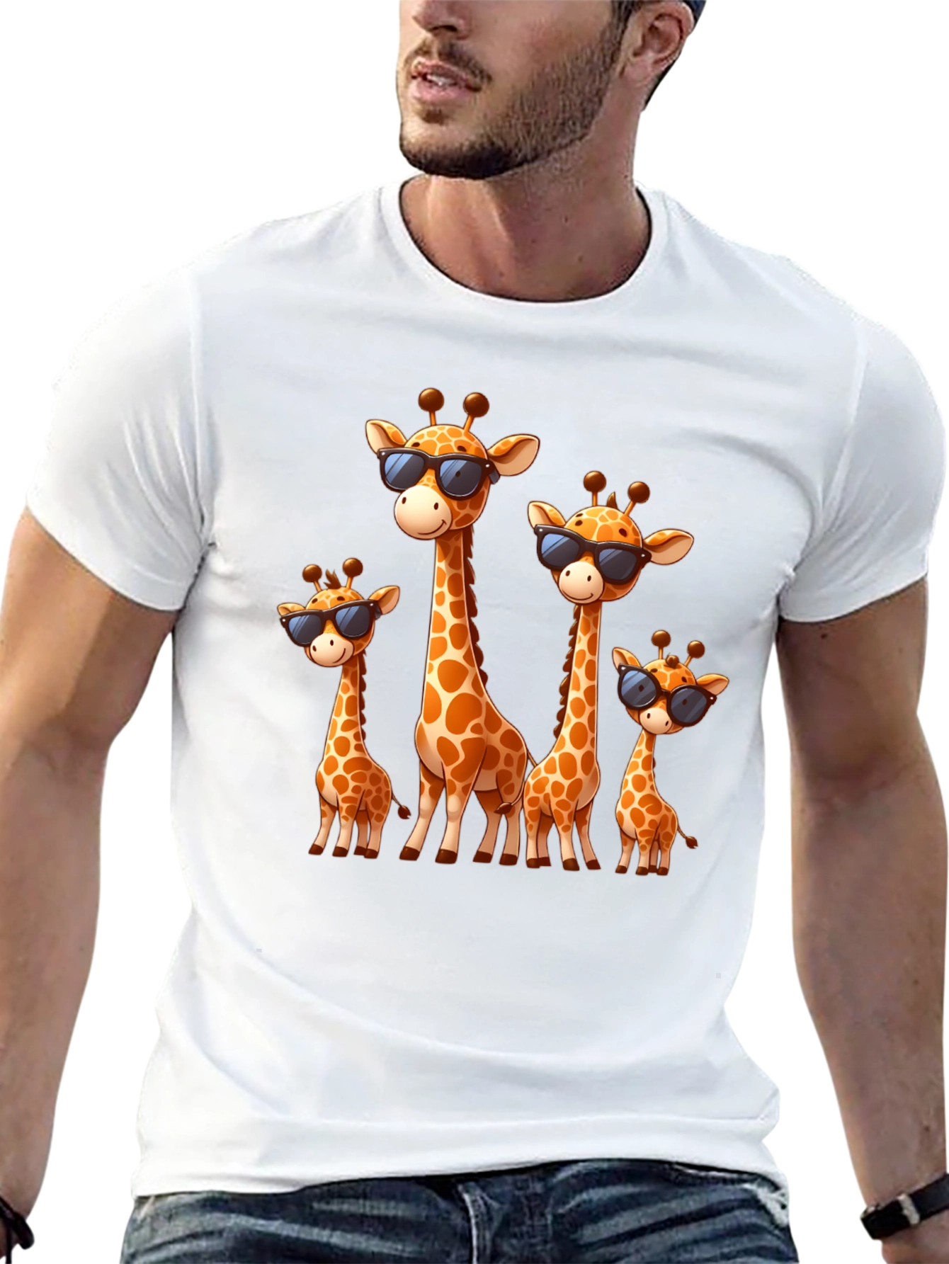 Giraffe Family Graphic Tee - Cool Sunglasses Style