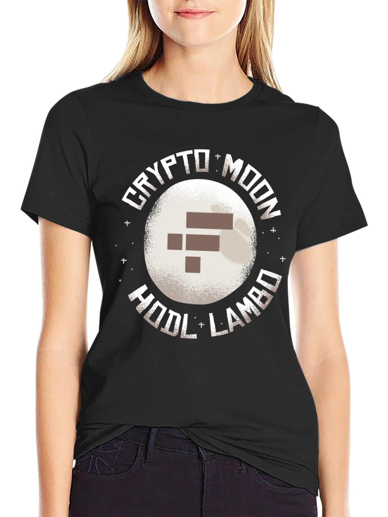 Crypto Moon HODL LAMBO Black T-Shirt