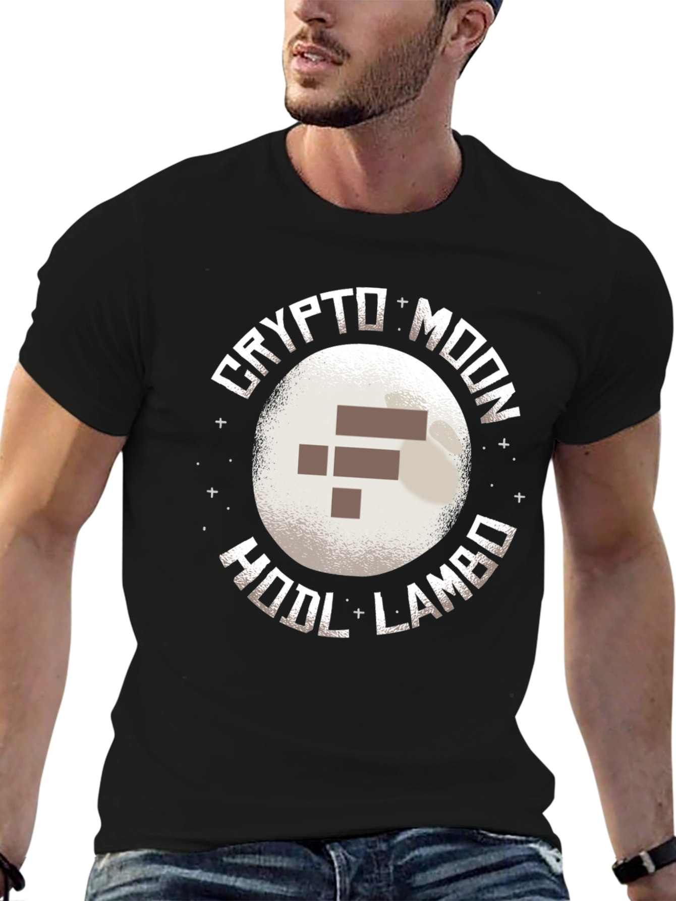 Crypto Moon HODL LAMBO Black T-Shirt