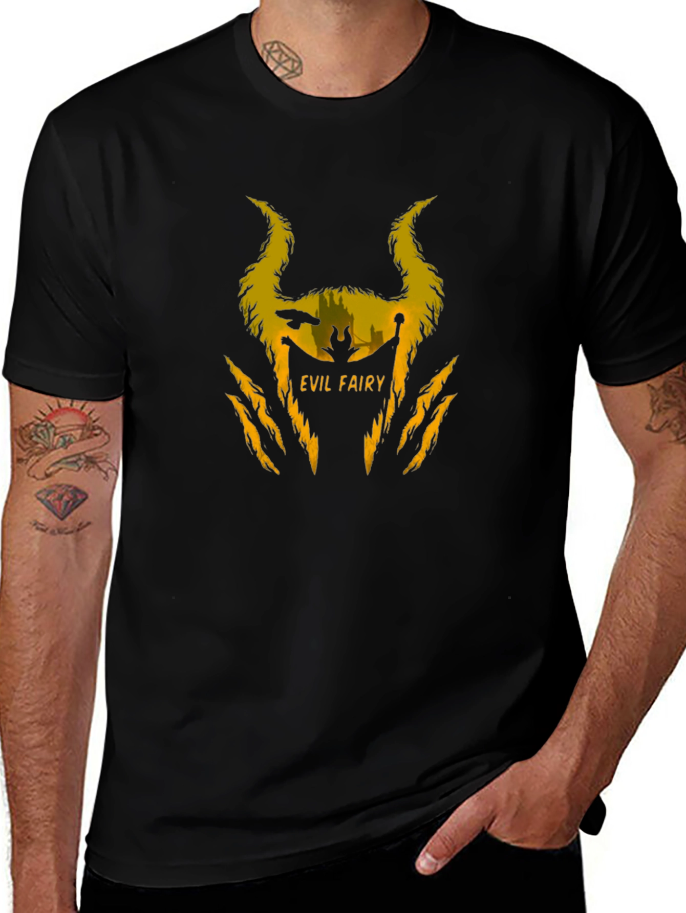 Evil Fairy Graphic T-Shirt - Black Cotton Tee