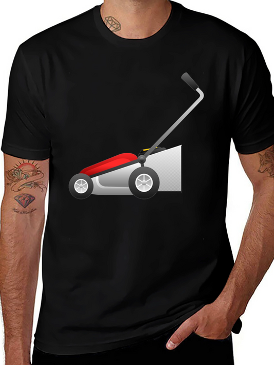 Lawn Mower Graphic Tee - Black Cotton T-Shirt