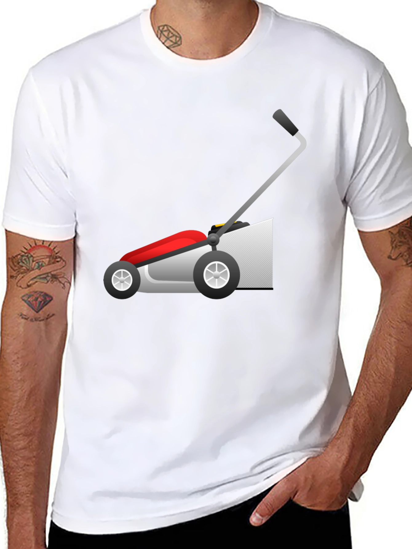 Lawn Mower Graphic Tee - Black Cotton T-Shirt