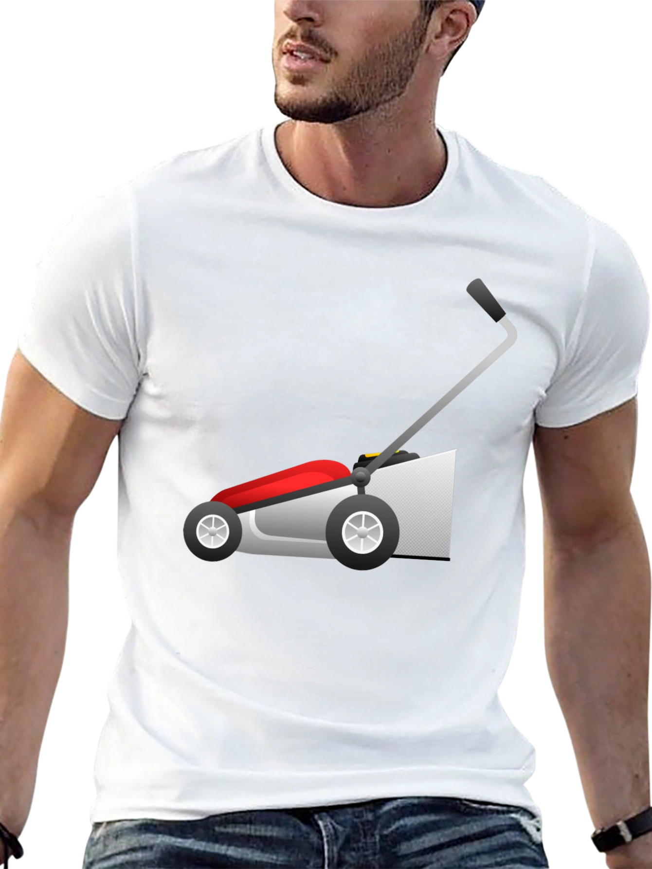 Lawn Mower Graphic Tee - Black Cotton T-Shirt