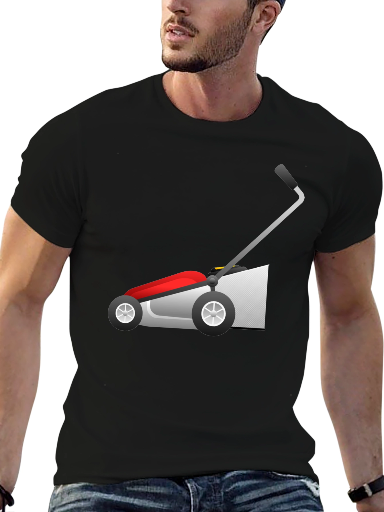 Lawn Mower Graphic Tee - Black Cotton T-Shirt