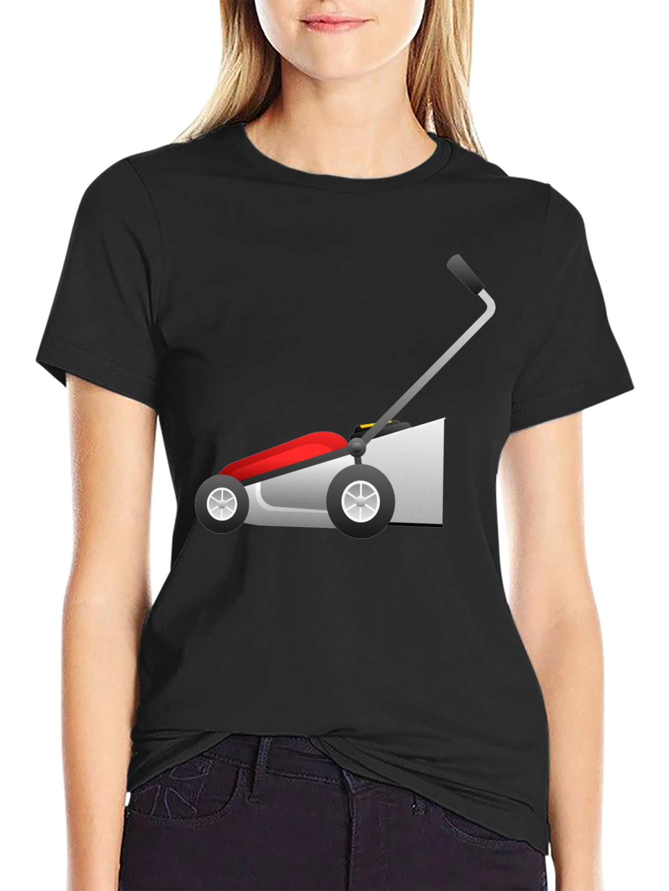 Lawn Mower Graphic Tee - Black Cotton T-Shirt