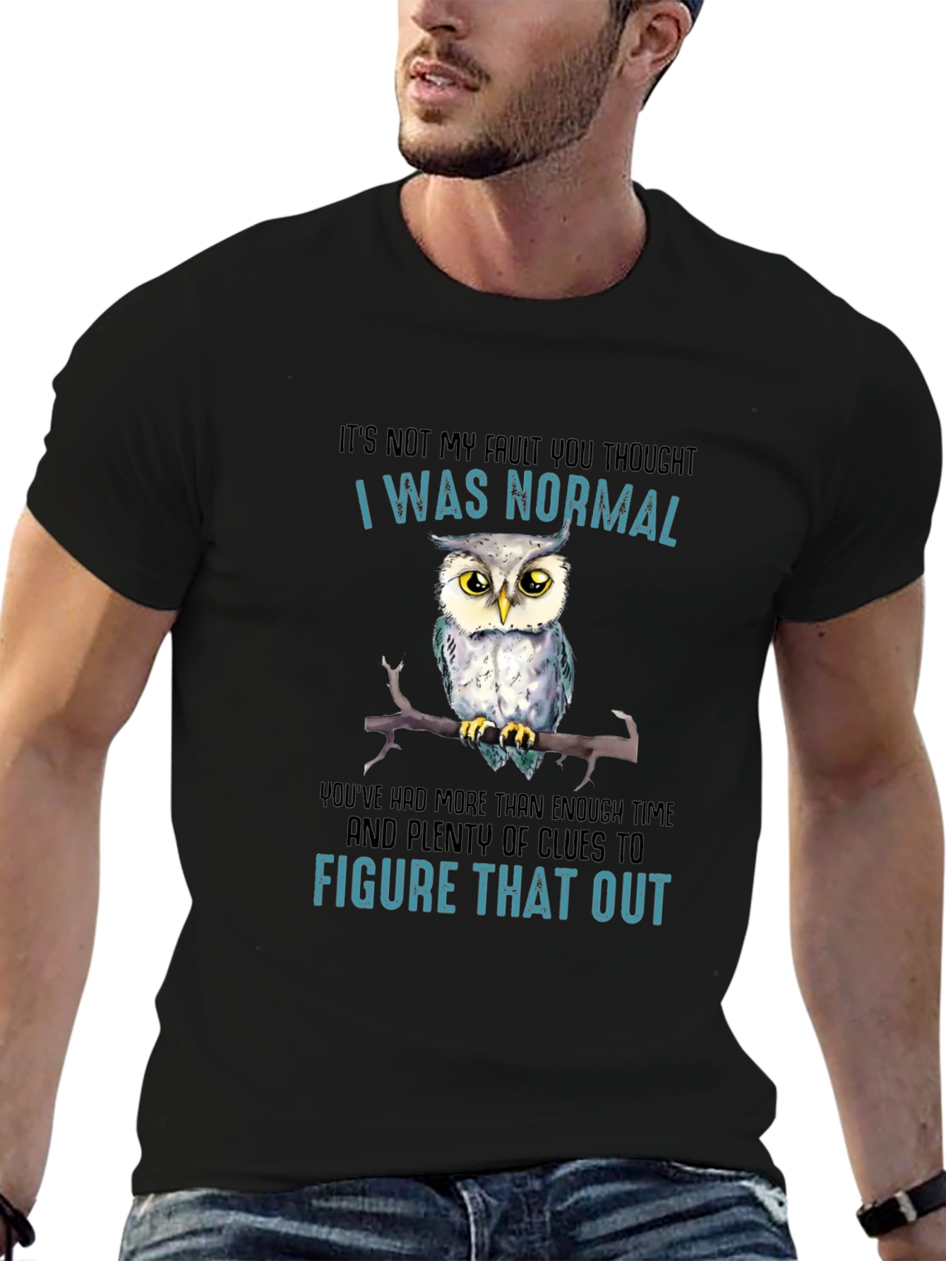 Funny Owl Graphic T-Shirt - I Was Normal